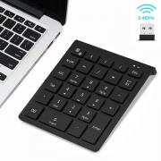 Wireless Number Pad, 7Lucky 28-Key Numeric Keypad : Multi-Function Numpad Keyboard with 2.4G Mini USB Receiver for Windows Laptop Desktop PC Notebook, Surface pro and More - Black 